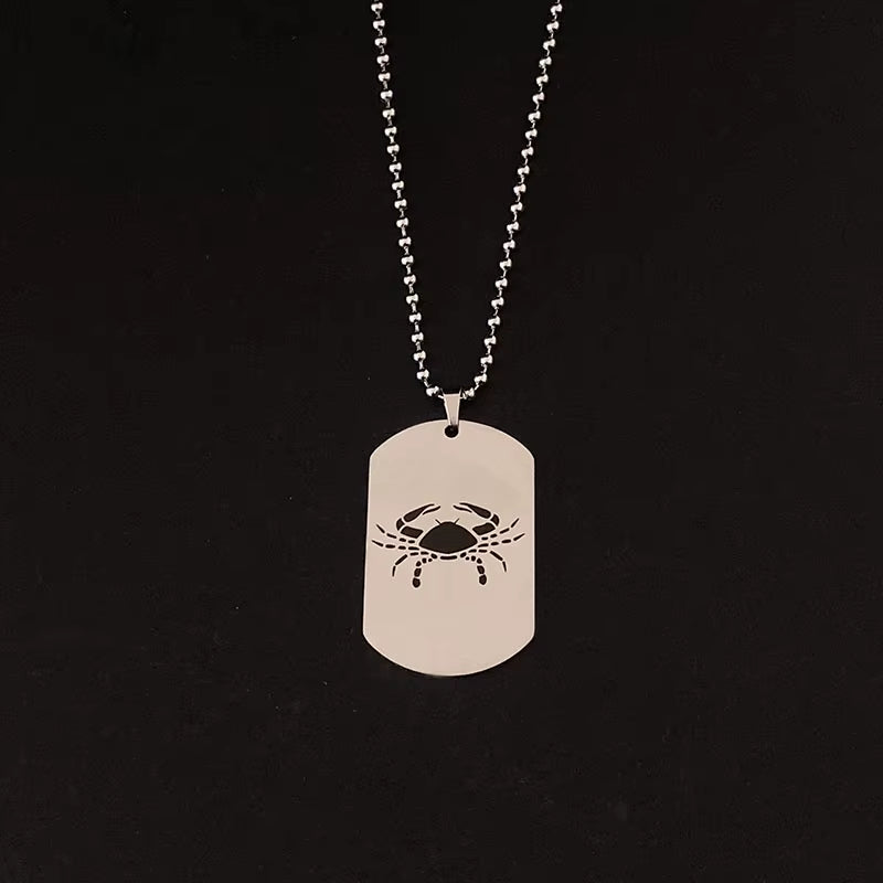 Stainless Steel 12 Horoscope Zodiac Sign Silver Color Pendant Necklace Aries Leo Wholesale Dropshipping 12 Constellation Jewelry