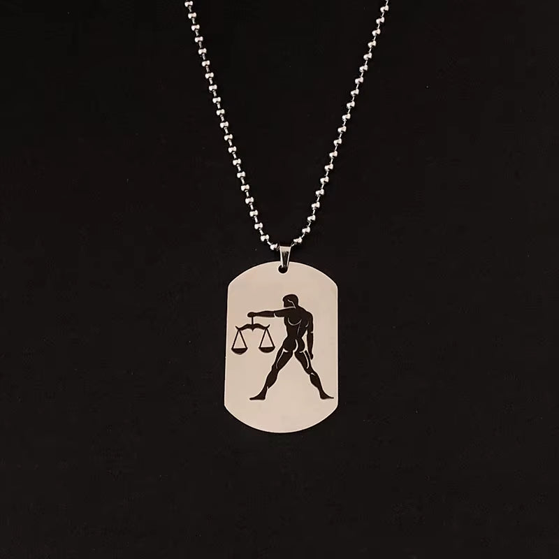 Stainless Steel 12 Horoscope Zodiac Sign Silver Color Pendant Necklace Aries Leo Wholesale Dropshipping 12 Constellation Jewelry