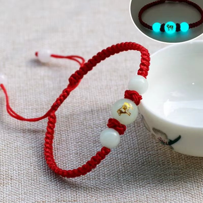 12 Zodiac Signs Luminous Bracelet for Women Men Handmade Adjustable Weaving Leather Chain Bracelet Fashion Jewelry Gift