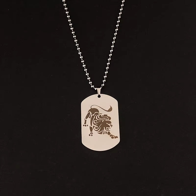 Stainless Steel 12 Horoscope Zodiac Sign Silver Color Pendant Necklace Aries Leo Wholesale Dropshipping 12 Constellation Jewelry