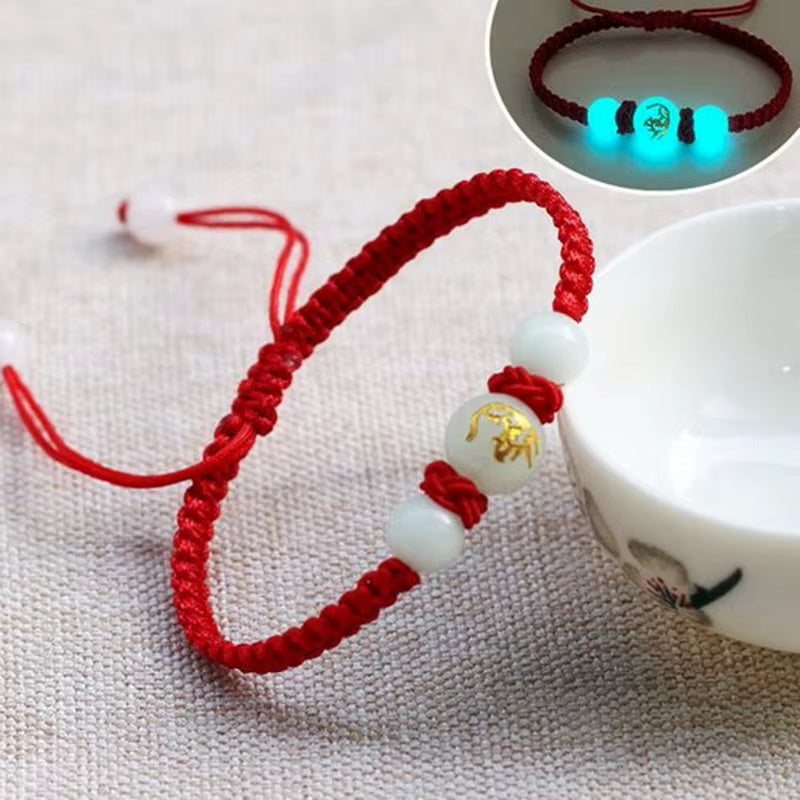 12 Zodiac Signs Luminous Bracelet for Women Men Handmade Adjustable Weaving Leather Chain Bracelet Fashion Jewelry Gift