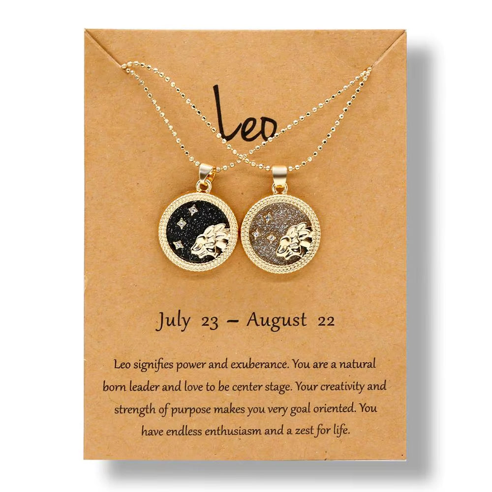 Zodiac Sign Pendant Necklace — 12 Constellations