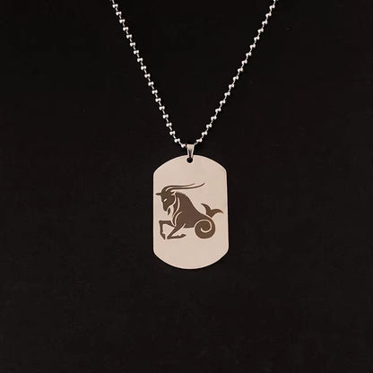 Stainless Steel 12 Horoscope Zodiac Sign Silver Color Pendant Necklace Aries Leo Wholesale Dropshipping 12 Constellation Jewelry