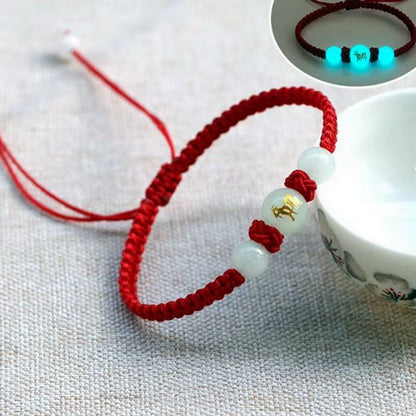 12 Zodiac Signs Luminous Bracelet for Women Men Handmade Adjustable Weaving Leather Chain Bracelet Fashion Jewelry Gift