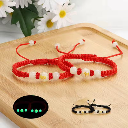 12 Zodiac Signs Luminous Bracelet for Women Men Handmade Adjustable Weaving Leather Chain Bracelet Fashion Jewelry Gift