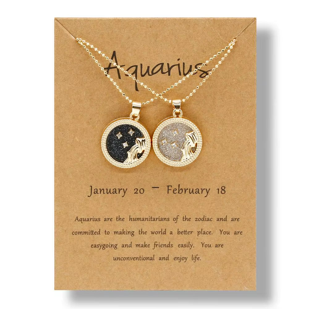 Zodiac Sign Pendant Necklace — 12 Constellations
