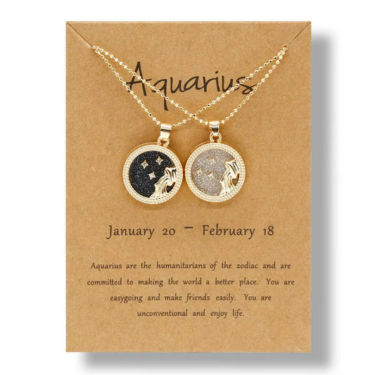 Zodiac Sign Pendant Necklace — 12 Constellations