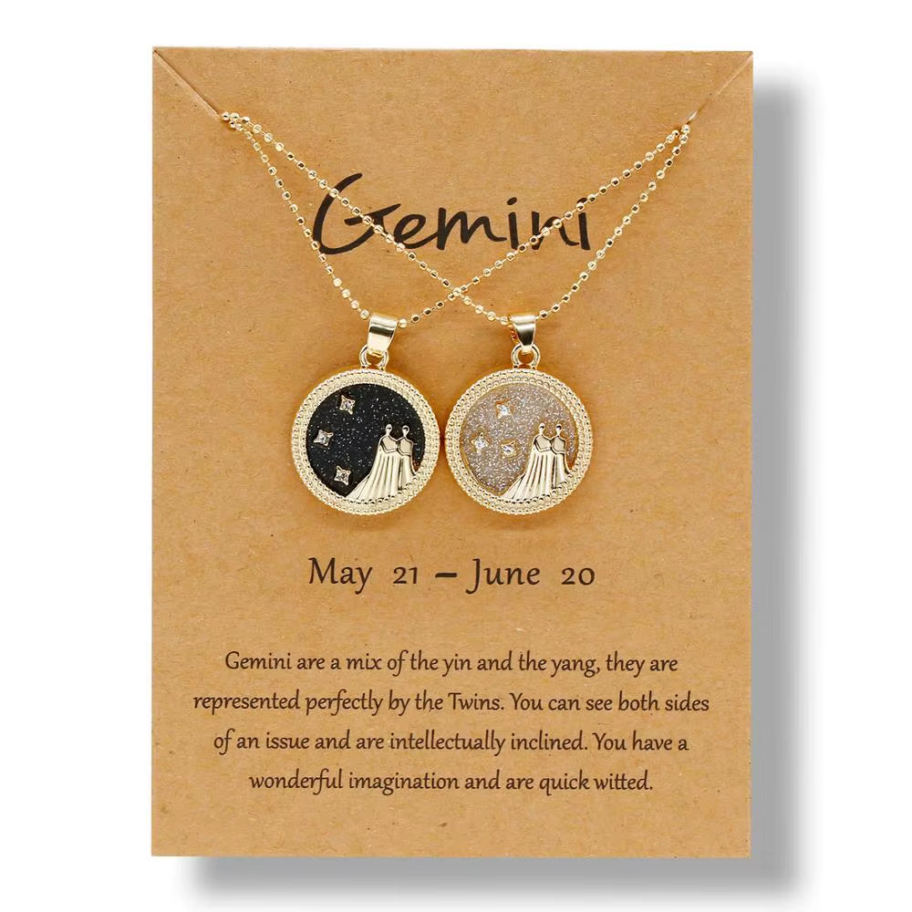 Zodiac Sign Pendant Necklace — 12 Constellations