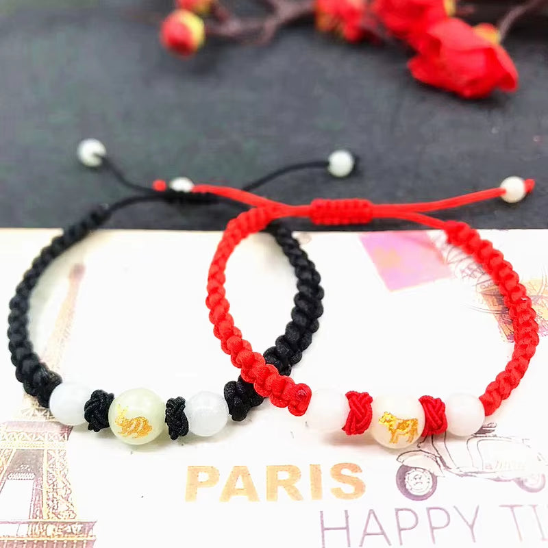 12 Zodiac Signs Luminous Bracelet for Women Men Handmade Adjustable Weaving Leather Chain Bracelet Fashion Jewelry Gift