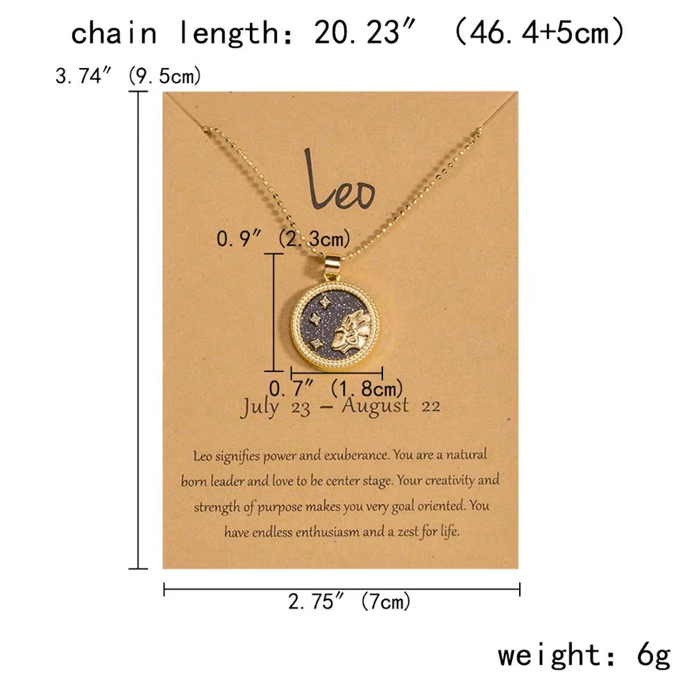 Zodiac Sign Pendant Necklace — 12 Constellations