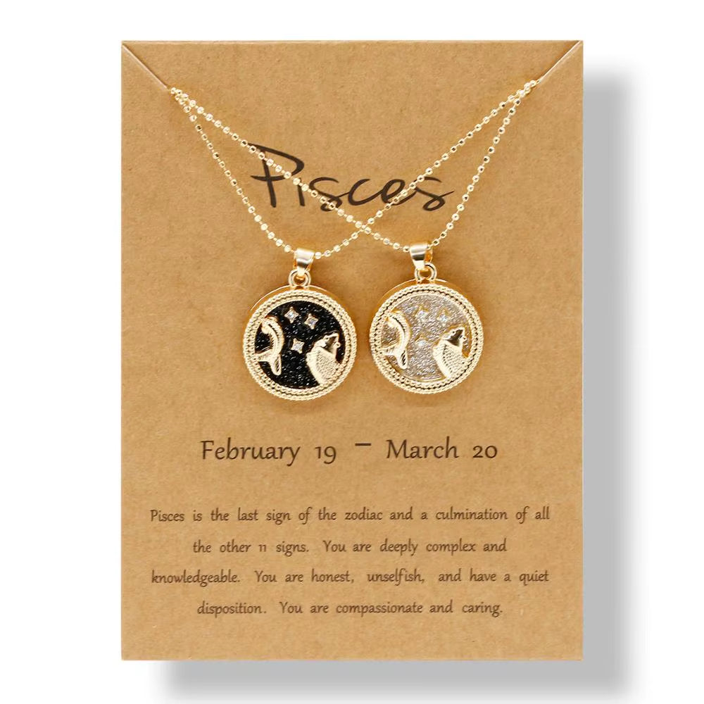 Zodiac Sign Pendant Necklace — 12 Constellations