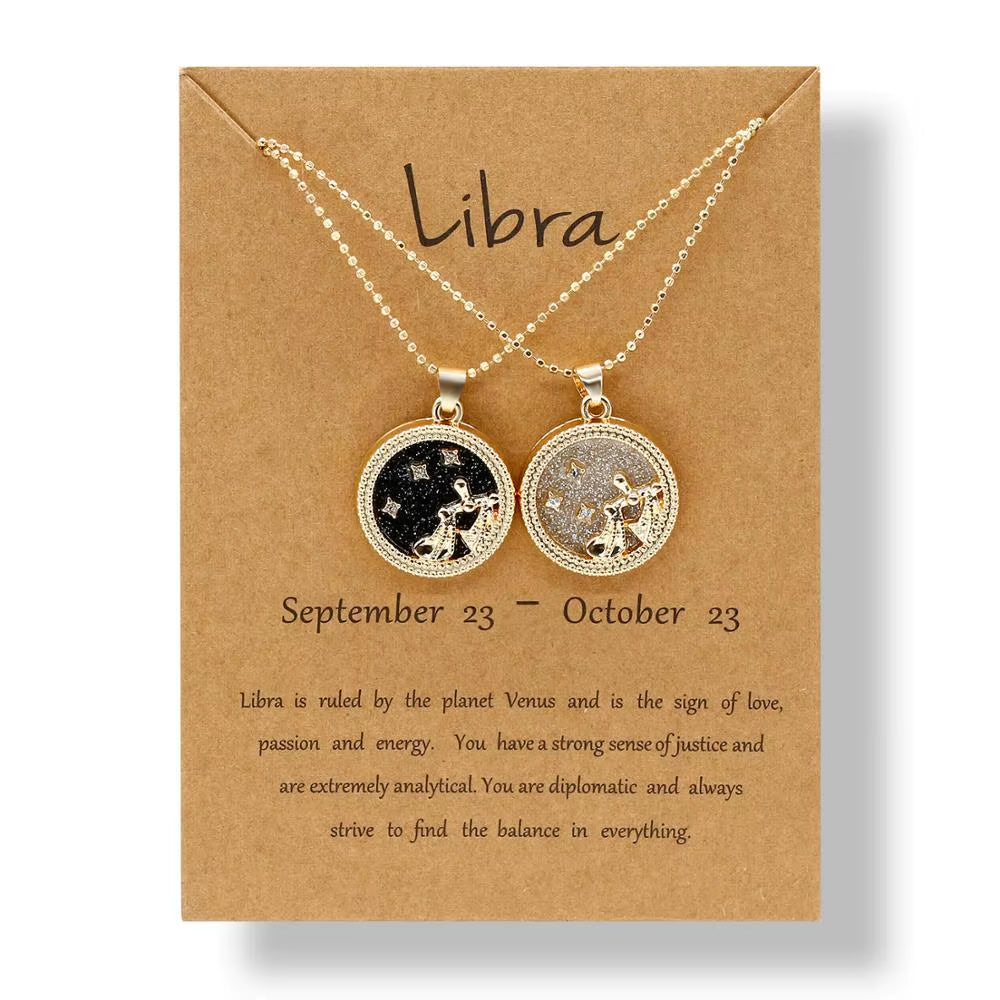 Zodiac Sign Pendant Necklace — 12 Constellations