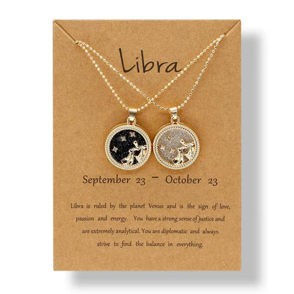 Zodiac Sign Pendant Necklace — 12 Constellations