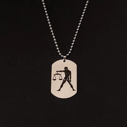 Stainless Steel 12 Horoscope Zodiac Sign Silver Color Pendant Necklace Aries Leo Wholesale Dropshipping 12 Constellation Jewelry
