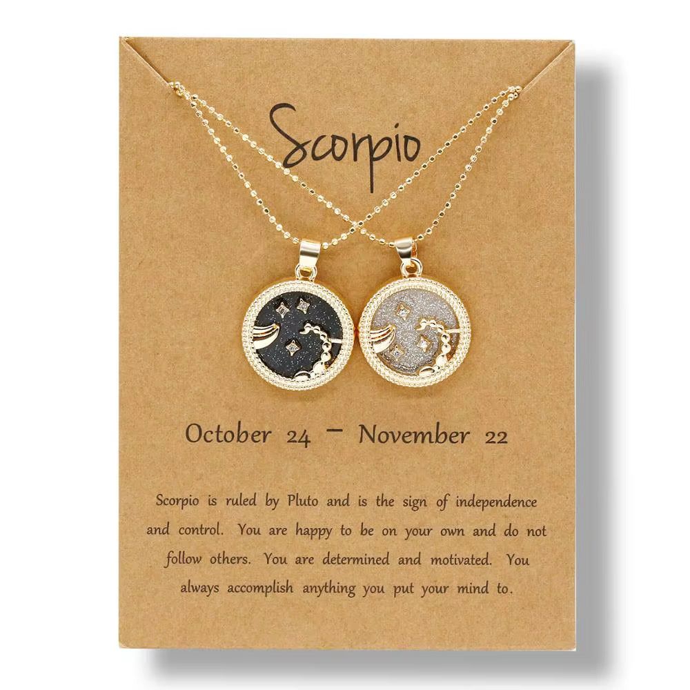 Zodiac Sign Pendant Necklace — 12 Constellations