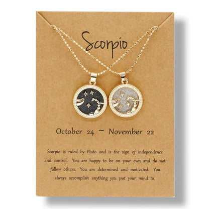 Zodiac Sign Pendant Necklace — 12 Constellations