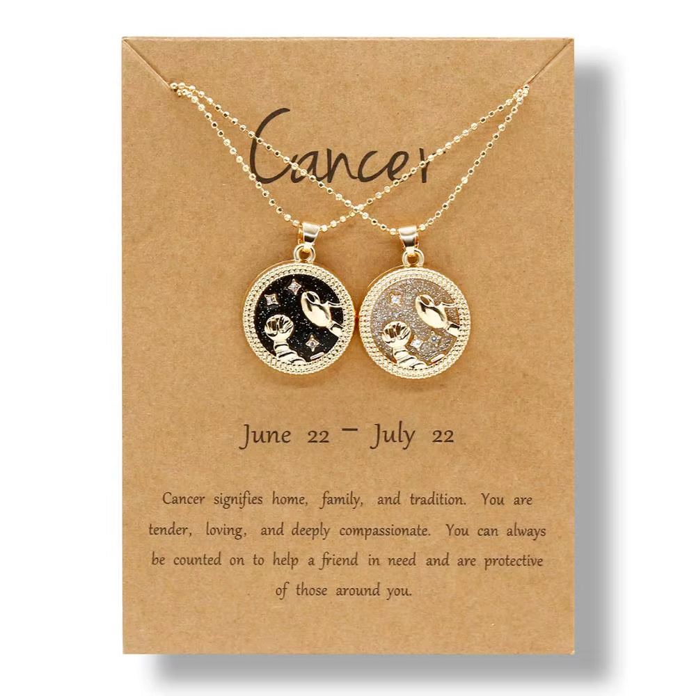 Zodiac Sign Pendant Necklace — 12 Constellations