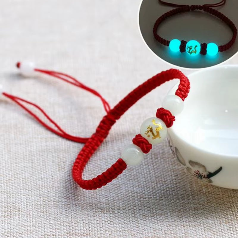 12 Zodiac Signs Luminous Bracelet for Women Men Handmade Adjustable Weaving Leather Chain Bracelet Fashion Jewelry Gift