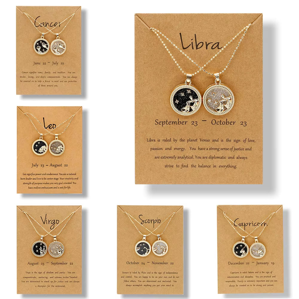 Zodiac Sign Pendant Necklace — 12 Constellations
