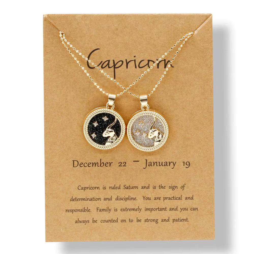 Zodiac Sign Pendant Necklace — 12 Constellations