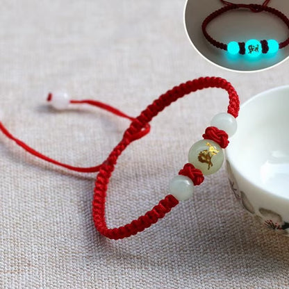 12 Zodiac Signs Luminous Bracelet for Women Men Handmade Adjustable Weaving Leather Chain Bracelet Fashion Jewelry Gift