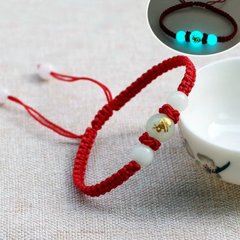 12 Zodiac Signs Luminous Bracelet for Women Men Handmade Adjustable Weaving Leather Chain Bracelet Fashion Jewelry Gift