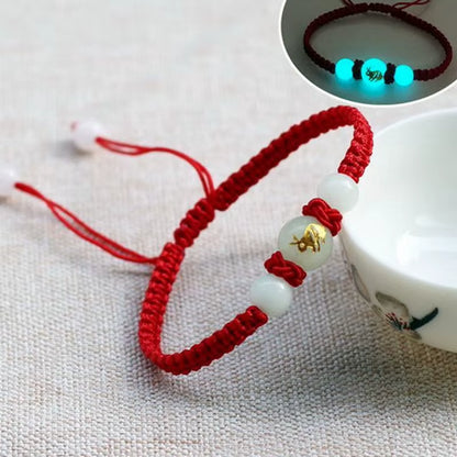 12 Zodiac Signs Luminous Bracelet for Women Men Handmade Adjustable Weaving Leather Chain Bracelet Fashion Jewelry Gift