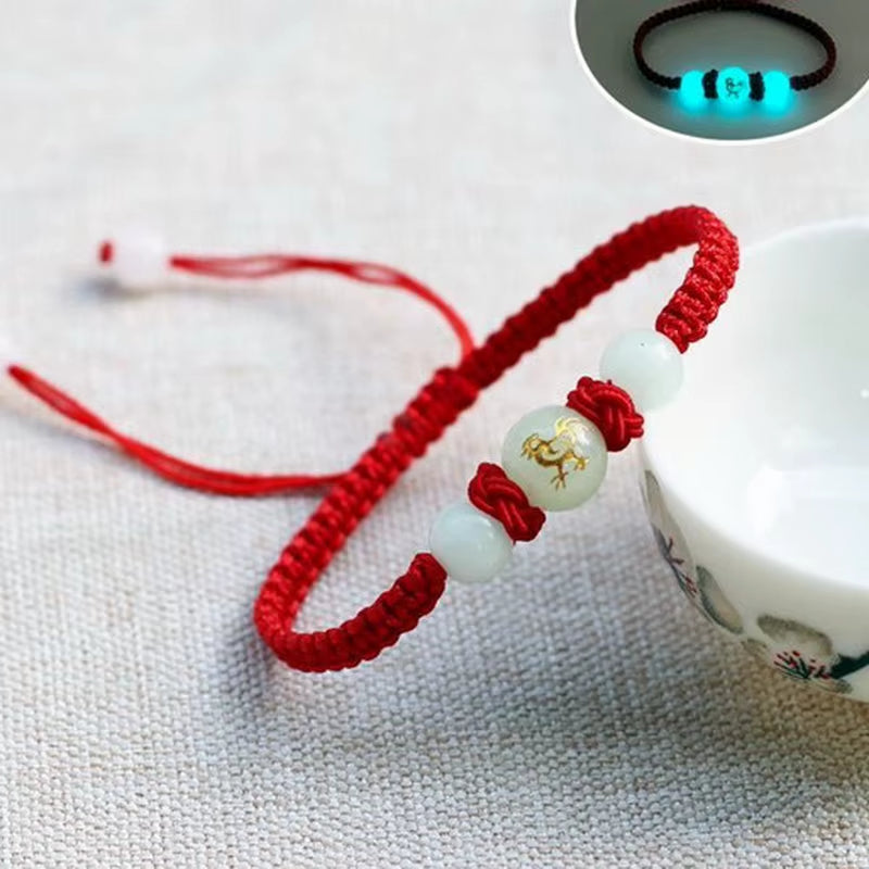 12 Zodiac Signs Luminous Bracelet for Women Men Handmade Adjustable Weaving Leather Chain Bracelet Fashion Jewelry Gift