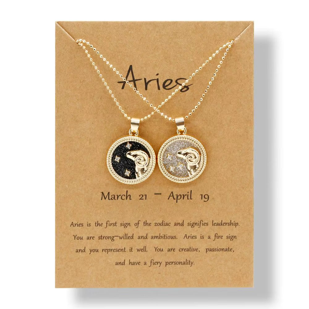 Zodiac Sign Pendant Necklace — 12 Constellations
